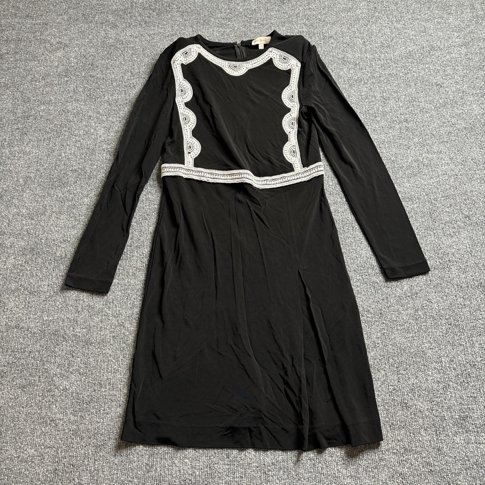 Tory‎ Burch Black Embellished Maci Dress Women's Size Small 41132431 Beaded